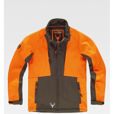 Chaqueta Workshell combinada de manga ranglan WORKTEAM S8632 S Naranja flúor / Verde caza (1/2)