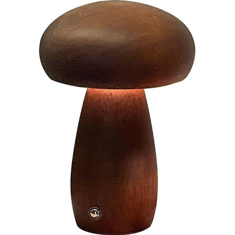 Lampe De Nuit en Forme De Champignon en Bois, Interrupteur Tactile, Lampe De Chevet, Chambre À Coucher, Variable, sans, Veilleuse De Bureau, Rechargeable par USB-16.510cm (1/5)