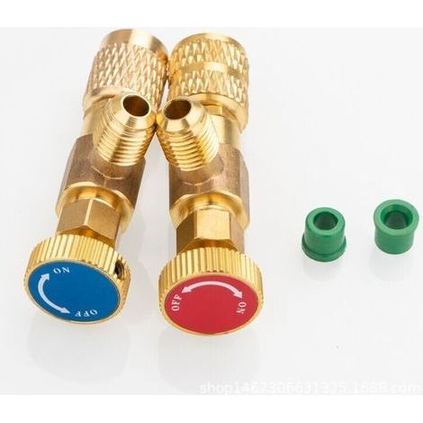 Bardusch 2-teiliger Kältemittelventiladapter für R22 und R410, Sicherheitsventiladapter für Klimaanlagen, 1/4" SAE-Außengewinde auf 1/4" SAE-Innengewinde (1/5)