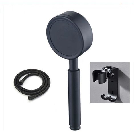 Pommeau Douche Haute Pression avec Tuyau 1,5m et Support, Pommeau de Douche Economie d'Eau en Acier Inoxydable 304 Installation et Nettoyage Faciles（le noir） (1/4)