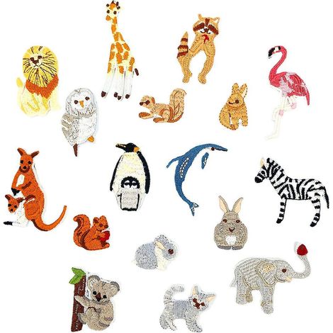lot De 17 Patchs Stickers Vetement Thermocollant Ecusson Thermocollant Animal Avec Style Animal Mignon Diy Pour Jeans Vtements Sacs Main Chaussur (1/5)