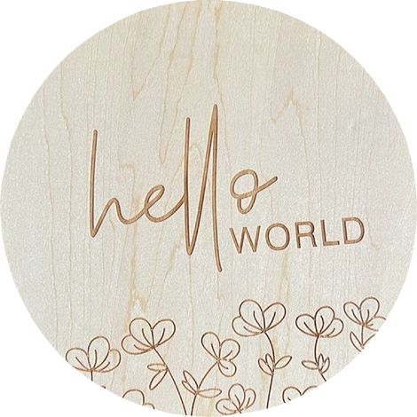5.9in Panneau en bois de tilleul rond pour annonce bébé "Hello World", décoration de chambre de nouveau-né L5 (1/5)