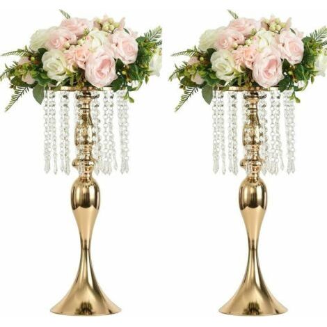 royaluxe -Porte plantes et étagère à plantes,2PCS Acrylique Imitation Cristal Bougeoir Stand Or/Argent Fleur Vase Pièce maîtresse De Mariage en Plomb Route Chandelier pour la Décoration D'événement De (1/5)