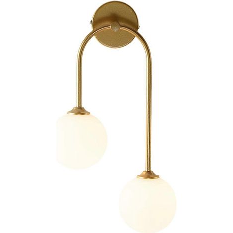 Applique murale décorative à 2 lumières en verre, globe, lumière blanche - (1/5)