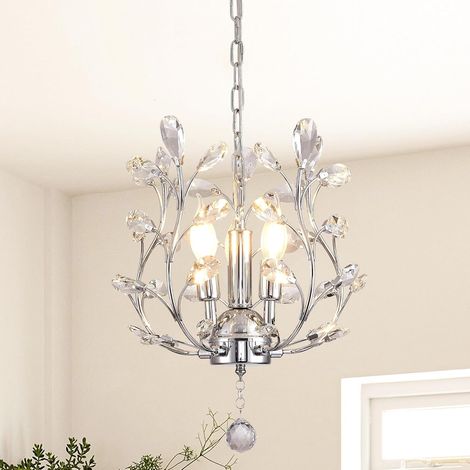 Ganeed Chandeliers Ceiling Light K9 Crystal Modern Pendant Light Fitting for Bedroom Dining Room Hallway Kitchen Lounge Landing Silver 3 Lights (1/5)