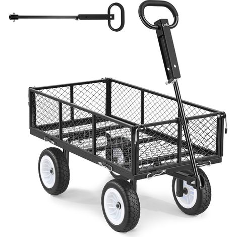 Mophorn Schwerlast-Bollerwagen mit 408,2 kg Tragkraft, Gartenwagen mit robusten PU-Reifen, Transportwagen mit Griff und abnehmbaren Seitenwänden, Handwagen zur Befestigung an ATV oder Traktor, Schwarz