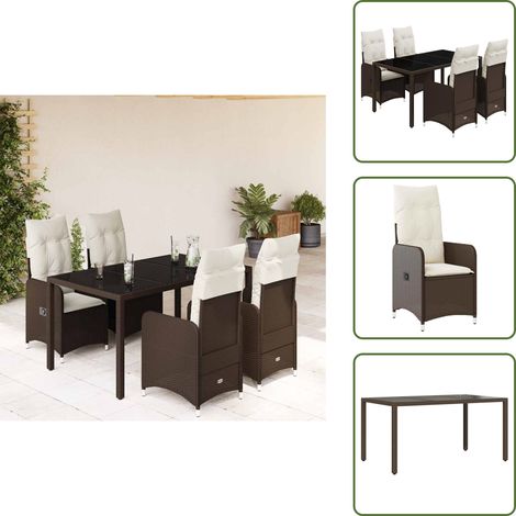 5-tlg. Garten-Bistro-Set mit Kissen Braun Poly Rattan - Bistro Set - Bistro Sets - Bistroset - Garten Bistro Set (1/5)