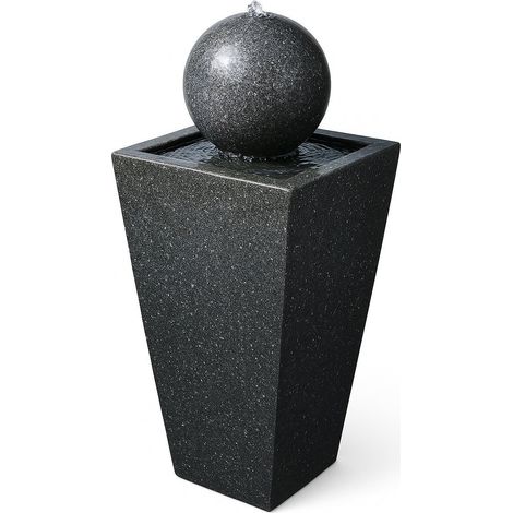 MDA Designs Osiris Outdoor Sphere and Column Water Feature LED Lit Self-Contained Garden and Patio Water Fountain