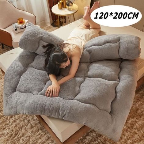 Matelas Pliable Enroulable,Matelas futon,Épaissir Le Tapis De Sol en Tatami,Matelas de Couchage pour dortoir,Gris,120x200 cm (1/4)