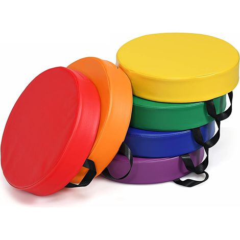 Goplus – Lot de 6 coussins de sol multicolores en simili cuir et mousse – 38x38x8 cm – Poignée pour rangement facile – Intérieur et extérieur (1/5)
