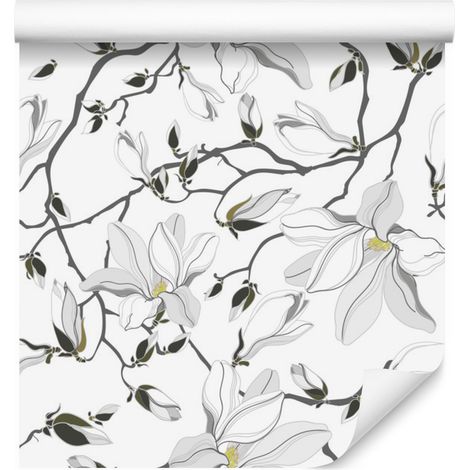 Papier peint Magnolias blancs pour salon et chambre 50x1000 cm (1/5)