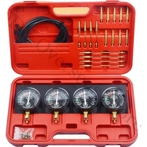 Synchroniseur de carburateur à vide, matériau en acier et plastique, dimensions 12 x 6 x 2 pouces, compatibilité pour diverses motos, plage de mesure 0-30 inHg, efficacité optimale du moteur (1/5)