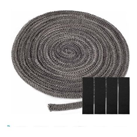 Corda sigillante ignifuga resistente alle alte temperature, corda sigillante per caminetti a legna, giunto ad alta temperatura 8mn+2,5m+10cm (4 pezzi)
