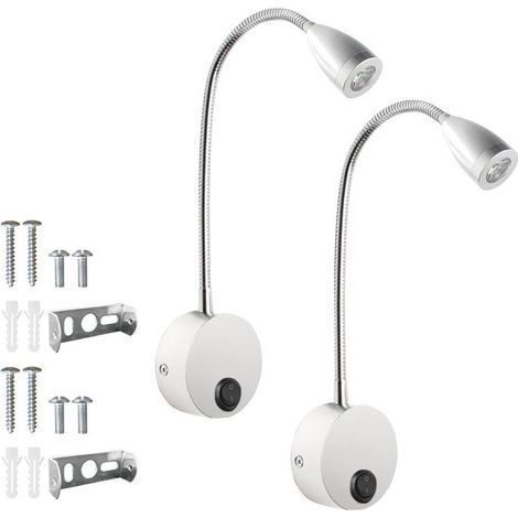 Lot de 2 lampes de chevet à LED, lampe de lecture à col de cygne, 3 W, lumière chaude 3 000 K (1/5)