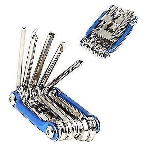 Outil multifonction pour vélo, outil de réparation 11 en 1, mini-outil multifonction pliable pour vélo, avec clé à douille et tournevis hexagonal (bleu) (1/5)