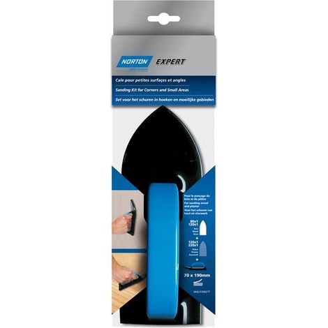 Norton Expert Schleifset für Gips/Holz 70x190mm 1x Block, 2x Schleifgitter, 2x Papier