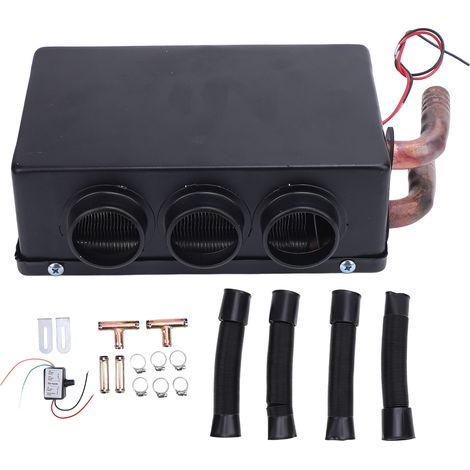 Eosnow 500 W Auto-Heizungsventilator, geräuscharm, 80 CFM Luftstrom, 8500 BTU, 3 Anschlüsse, Wasserheizung, Doppelauspuff-Defroster, DC 12 V