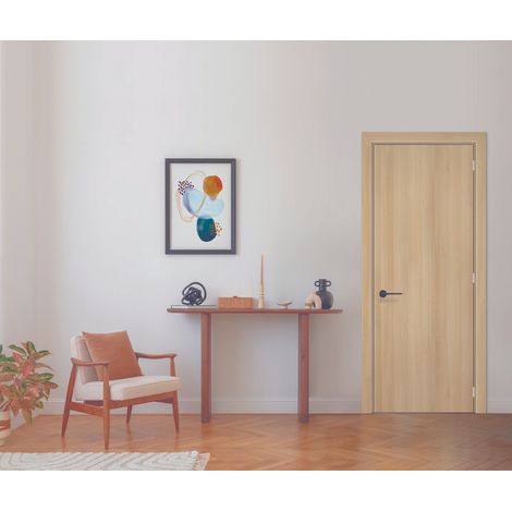 Bloc Porte Décor Chêne Naturel Honey Oak  H204 X L73 Cm Côte Tableau P.gauche Gd Menuiseries
