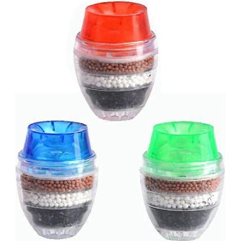 Lot de 3 filtres à eau pour robinet d'évier, purificateur d'eau de cuisine, filtration au charbon actif. (1/4)