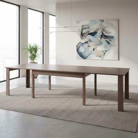 Tavolo allungabile Lipsia 160x90 colore grigio larice con gambe centrali in legno massiccio (1/3)