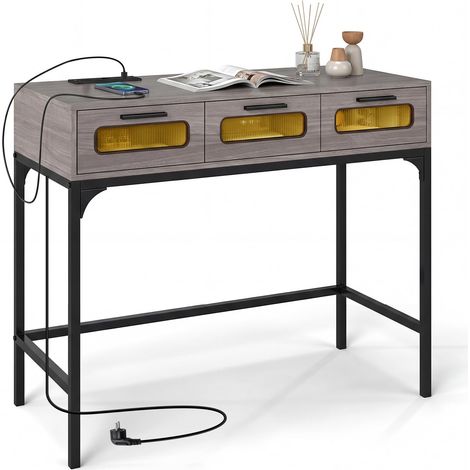 COSTWAY Tavolo Consolle Ingresso Divano Storage Stretto Alto Dietro Ingresso Stanza Lungo Piccolo Pollice Cassetto Fattoria Legno Nero Corridoio Arredamento S (1/5)
