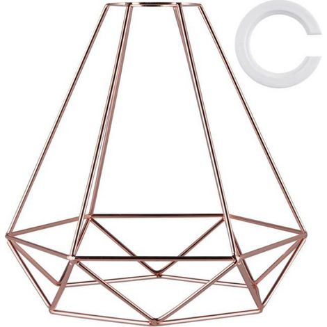 Abat-jour de plafond en métal, abat-jour géométrique avec anneau réducteur,abat-jour suspendu en forme de cage métallique(or rose) (1/4)
