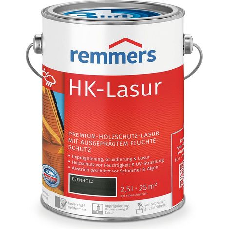 Remmers HK-Lasur 3in1 ebenholz, 2,5 Liter, Holzlasur aussen, 3facher Holzschutz mit Imprägnierung + Grundierung + Lasur, Feuchtigkeit- und UV-Schutz