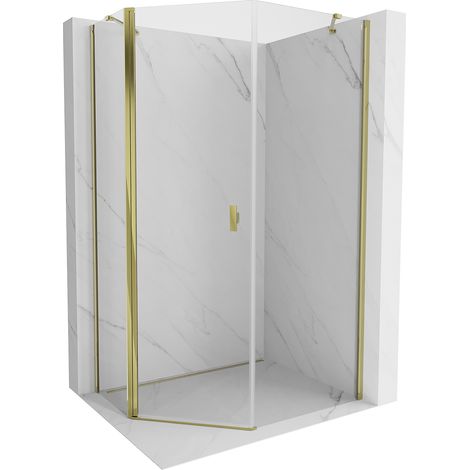 Mexen Mist box doccia pentagonale asimmetrico a battente 80 x 100 cm, trasparente, oro - 8A8-080-100-50-00 (1/5)