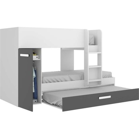Conjunto de cama tren Torreblascopedro en blanco-grafito 150 cm(alto)271 cm(ancho)111 cm(largo) (1/4)