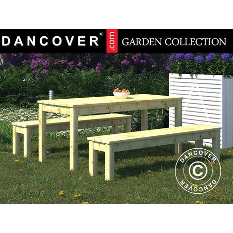 Set de mesa y banco de madera, 0,74x1,8x0,75m, Madera natural - Dancover (1/2)