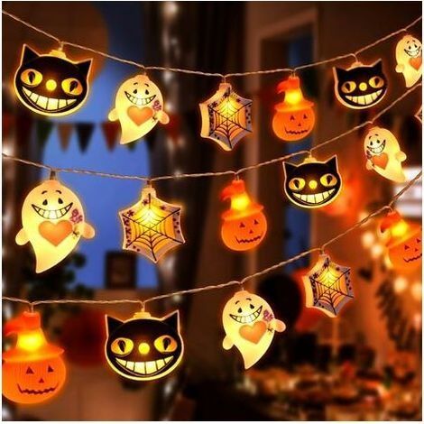Guirlandes Lumineuses Halloween, Halloween Lumières Citrouille Intérieur, 2 Mètres LED Halloween Lumières, Halloween Orange Fête Decoration pour Jardin Imperméable, Les lumières sont toujours al (1/4)