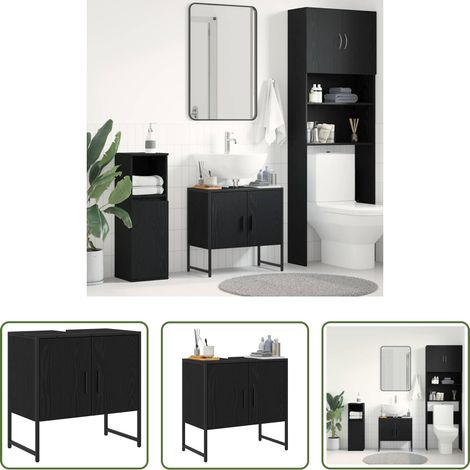 Meuble de salle de bain -  Meuble de Lavabo de Salle de Bain Chêne noir 60 x 30 x 60 cm (1/5)