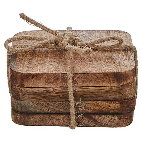Set di 4 sottobicchieri in legno di mango modello Duko