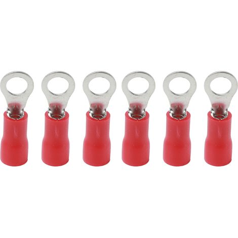 Lot de 100 cosses à sertir annulaires pré-isolées, connecteurs pour fils de cuivre et PVC, pour machines, AWG 22-16RV1.25-4, rouge (1/5)