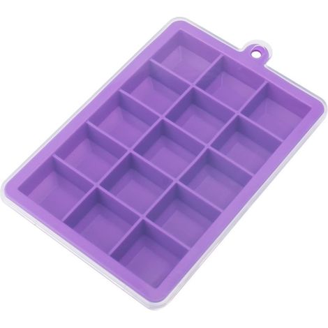 Ice cube tray con 15 scomparti - per cubetti di ghiaccio con coperchio Vassoio di ghiaccio del silicone - Viola - Silicone (1/5)
