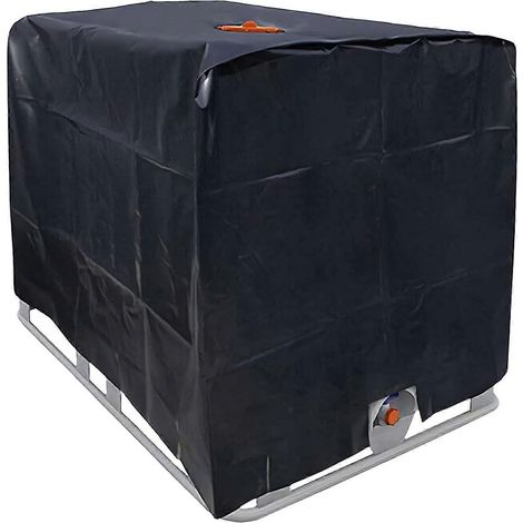 Housse de rangement extérieure 1000L en polyester déperlant et anti-poussière bords renforcés noire. (1/5)