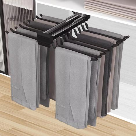 Expandable Sliding Trouser Rack 18 Trouser Rack for Closet 18 Trousers, Silent Cushioned Zipper, Stainless Steel Aluminium, Non-Slip Flocking, Space Saving, 18" (1/5)
