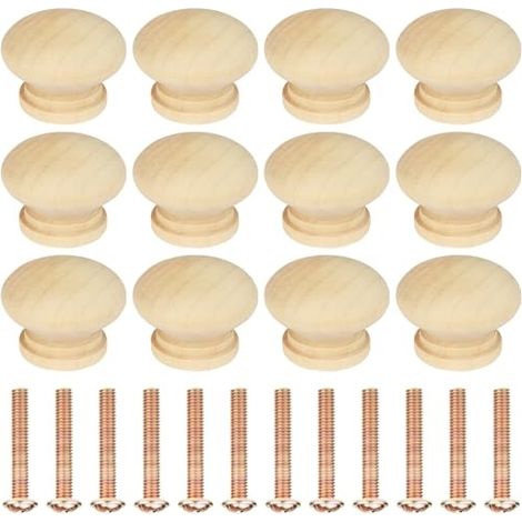 12pcs Poignée Meuble en Bois, Boutons de Meuble, Boutons de Portes pour Placards, 35 mm Poignet de Tiroir, pour Décoration D'intérieur, Placard, Penderie, Tiroir, Armoires de Cuisine (1/4)