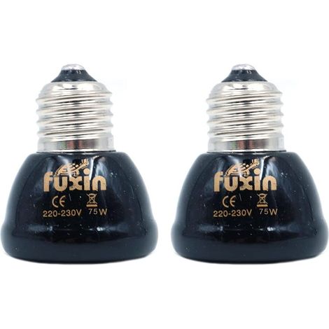 2 Ampoule Infrarouge,Céramique,E27,50W,Noir,45x55mm,Lézard Reptile