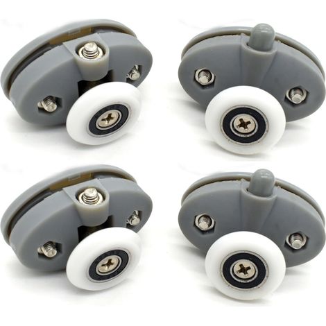Lot de 4 roulettes pour porte de douche 25 mm de diamètre Distance : 30 mm (25 mm distance 30 mm) (1/5)