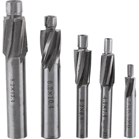 5pcs Countersink End Mill Cutter Slot Drill Bits Tool M3 M8 4 Flutes HSS-AL