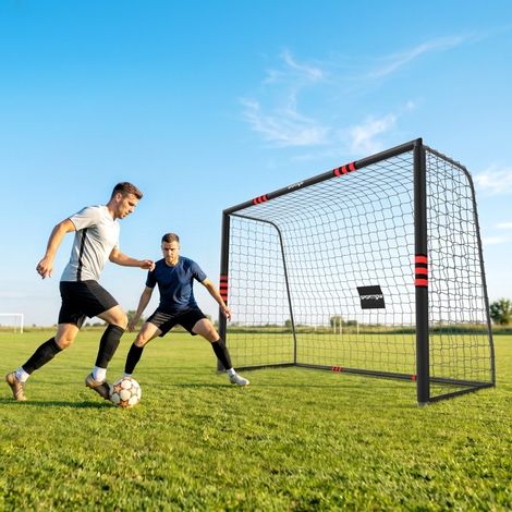 Fußballtor für den Garten 300 x 200 cm mit Netz, Polsterung und Heringen, Metall (1/2)