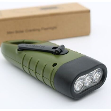 ALLIANDISLampe de poche solaire rechargeable (paquet de 1), lampe de poche à manivelle avec générateur de lumière de secours LED (1/4)