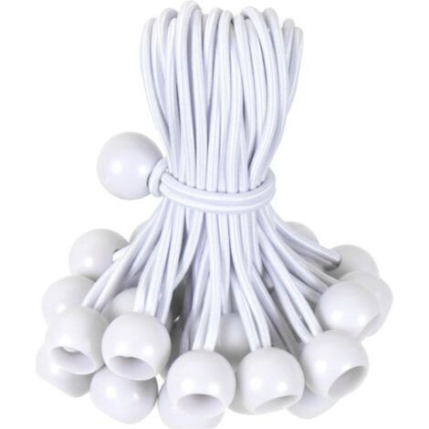 Cordon élastique à boule à bascule de 4 pouces, cordon élastique à boule blanche d'arrimage robuste pour auvents extérieurs, tentes, cargaisons, abris, tonnelles, protégé contre les UV (30 pièces)-INH