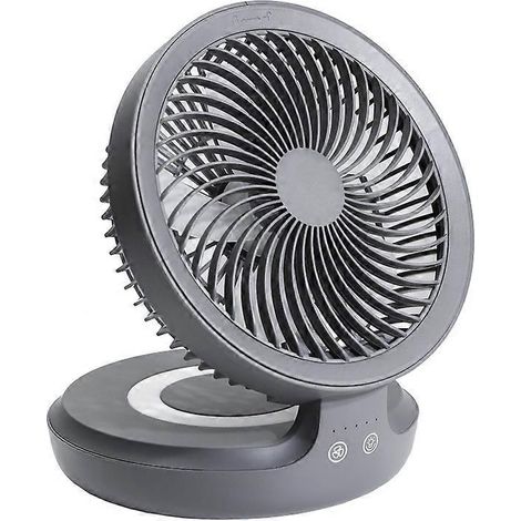 Ventilateur de bureau pliable à 4 vitesses, rechargeable par USB, avec lampe LED et oscillation à 120 degrés (1/4)