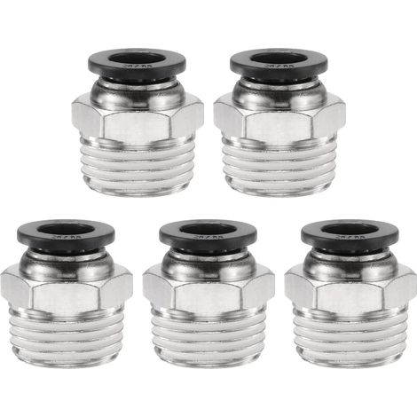5 Pcs Connexion Pression Raccords 3/8" Tube DE x 1/2" NPT Noir (1/5)