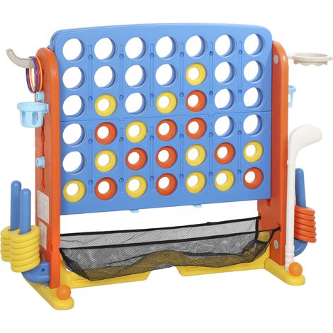 Ensemble jeux 4-en-1 match four hauteur réglable sac filet plastique multicolore (1/5)