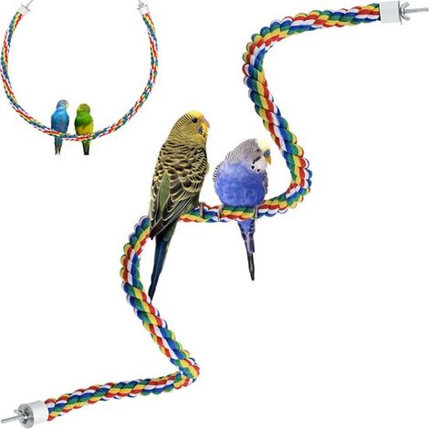 Perchoirs pour oiseaux - Perchoir en corde - Perchoir pour perroquet - 105 cm - Corde d'escalade - Jouet balançoire - Jouet naturel pour petits et moyens oiseaux - Coloré - Coton souple et coloré (1/5)