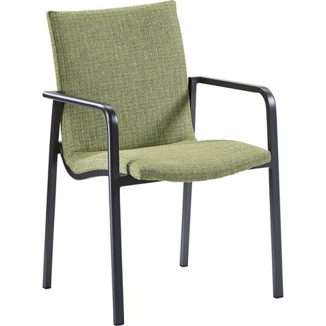 Best Freizeitmöbel Alu Dining-Sessel Positano Polstersessel Outdoorstoff Gartensessel versch. Farben anthrazit/grün (1/4)
