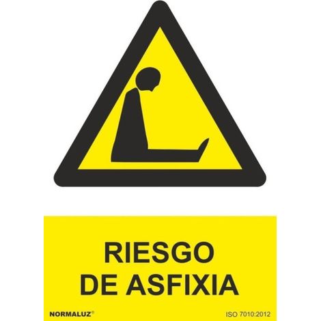 Señal industrial Riesgo de Asfixia, con tintas UV SEKURECO                         100 x 150 mm                          ADHESIVOS DE VINILO (1/2)